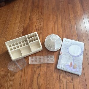 Urban Butterfly Tabletop LED Vanity Mirror- NIB & Cosmetic Organization Lot